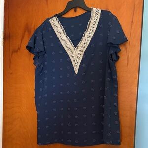 Blue Swiss Dot Blouse